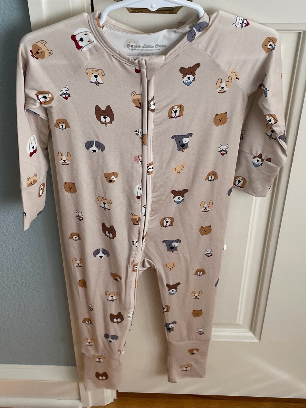 NWT Brave Little Ones Bamboo Puppy Dog Print Foldover Feet Romper Pajama 12-18M